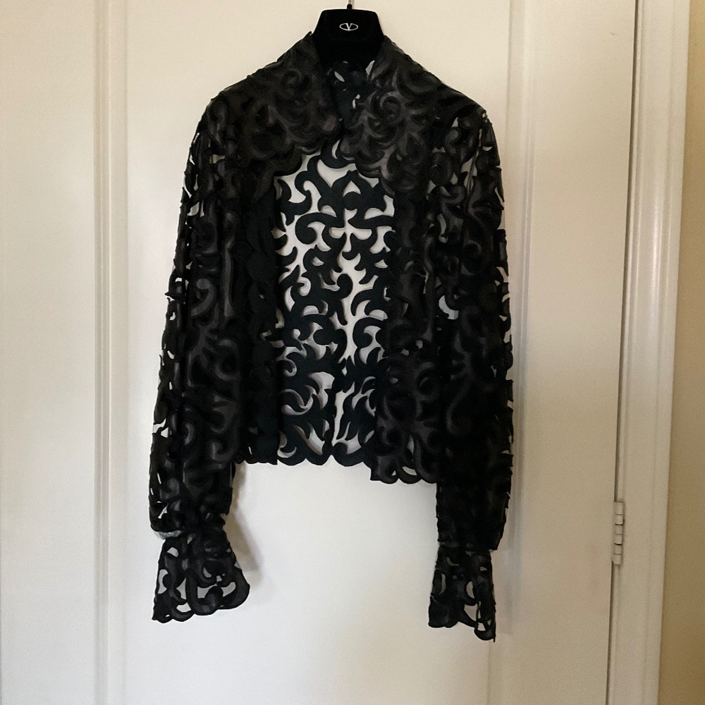Valentino Leather and Lace jacket or blouse